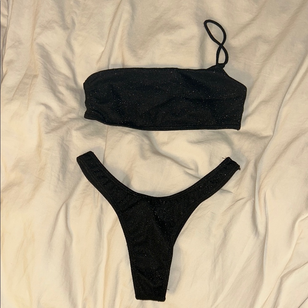 ELYSIIAN Black Glitter Bikini Set